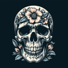 Skull Filled with Flowers Illustration for t-shirt or sweater and hoodie posters