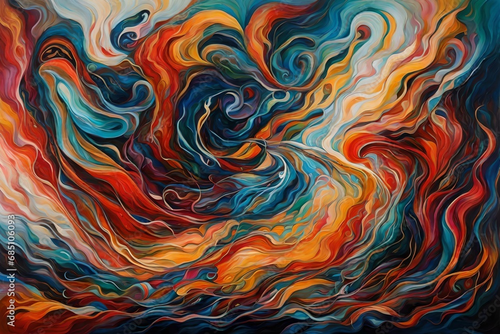 Poster step into a world of fluidity and formlessness as an abstract art painting unfolds, capturing the es