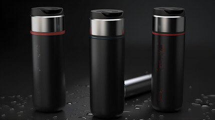 Chic Collection of Black and Silver Water Bottles