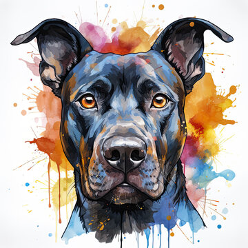 recommend clip art: watercolor Pit Bull Terrier clipart, Generative Ai