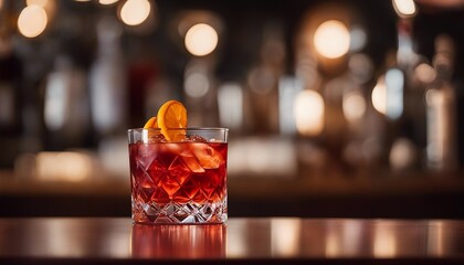 Obraz na płótnie Canvas Negroni A bold negroni with equal parts gin, Campari, and vermouth
