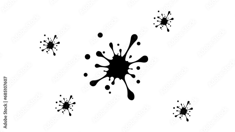Poster zoom in and out animation the blot symbol. large black symbol in the center and four small symbols a
