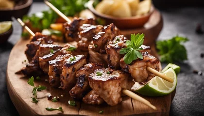 Poster Souvlaki Grilled meat skewers often served with pita and tzatziki © vanAmsen
