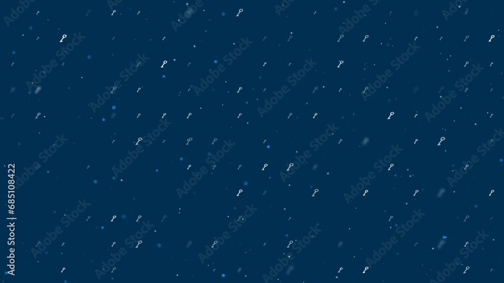 Poster template animation of evenly spaced old key symbols of different sizes and opacity. animation of tra