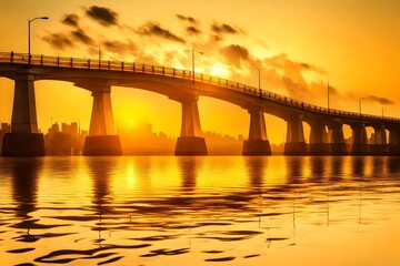  The Long Bridge's Symphony of Beauty in Sunrise and Sunset Splendor"
sunset pink paint view abstract background 




