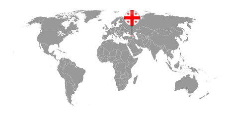 Pin map with Georgia flag on world map. Vector illustration.