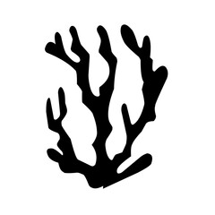 sea corals and seaweed black silhouette