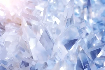 Fotobehang White crystals shimmering under the rays of light. © Vadim