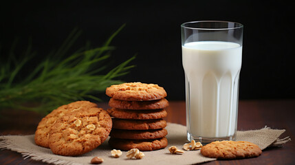 Milk with oatmeal cookies