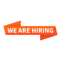 We Are Hiring In Orange Rectangle Ribbon Shape For Employee Promotion Business Marketing
