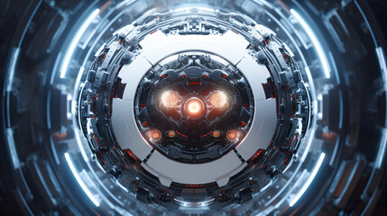 Abstract concept of sci-fi sphere cyborg robot
