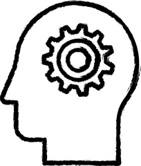 intelligence, gear, head vector icon in grunge style
