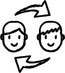 Exchange, work, arrows vector icon in grunge style