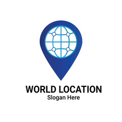Geo Tag  With World Location or Point Logo Design. Earth Technology Logo, Internet Address Pointer Symbol. Position, Location And Destination Vector Icon.