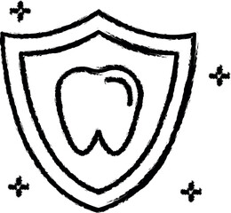 Shield, tooth vector icon in grunge style