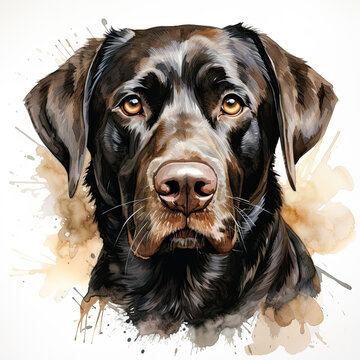 watercolor Labrador Retriever clipart, Generative Ai