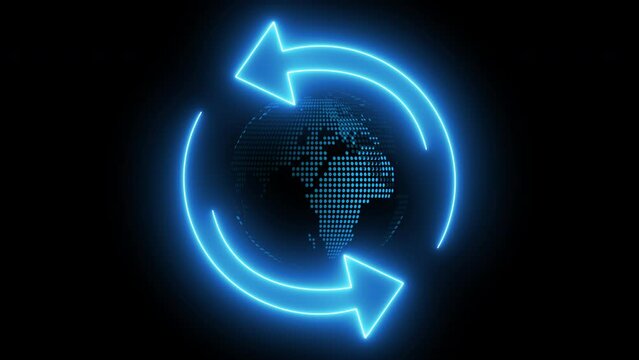Digital global with two lighter arrow run around. The concept for global business and world communication, Able use graphic isolated on transparent background.