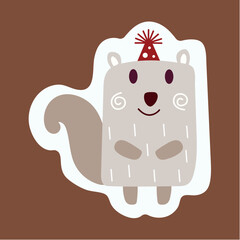 Element of winter set in cute design. Greetings extra special with a cute Christmas dog, rendered in a vibrant and colorful style on a delightful brown background. Vector illustration.