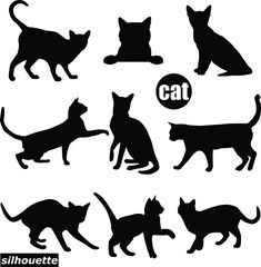 cat Vector silhouette , animal, silhouette, black, vector, 