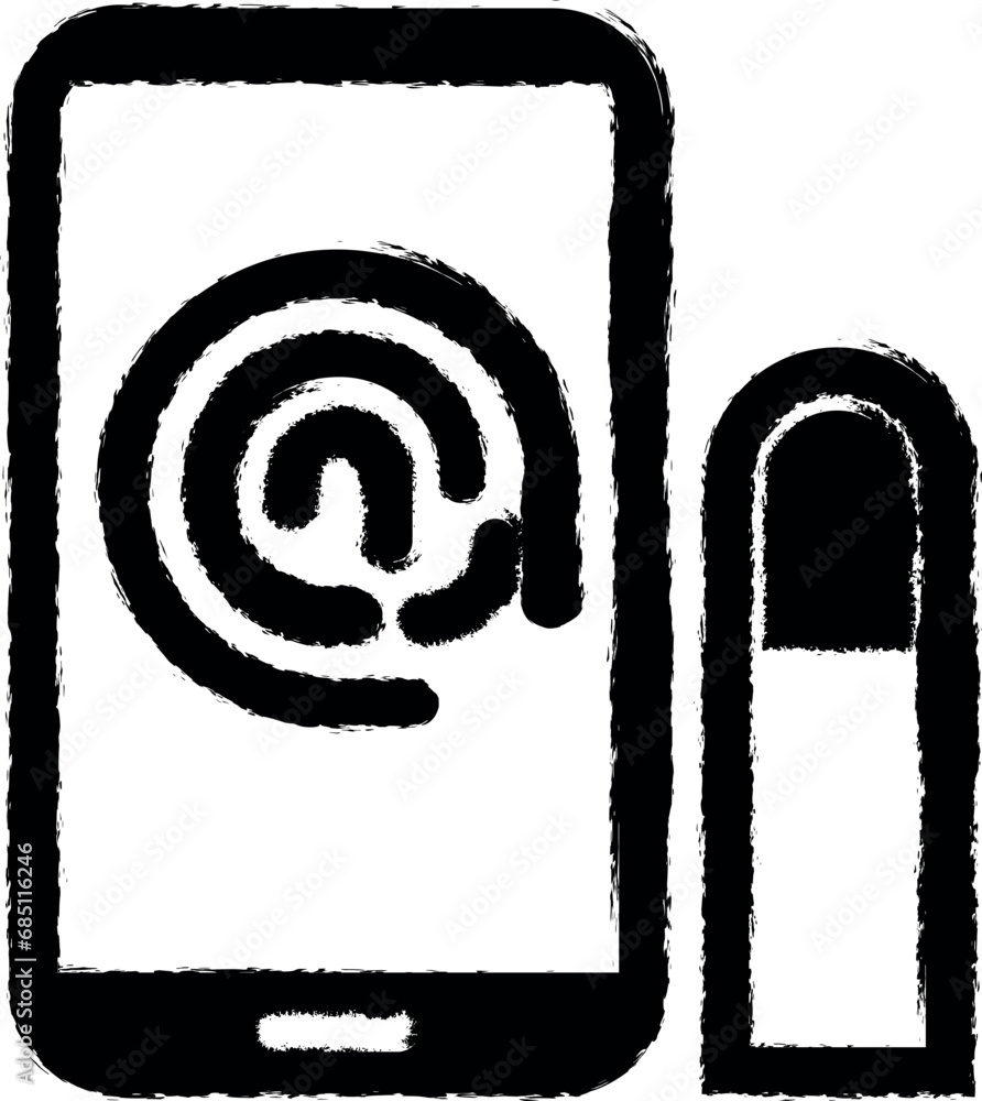 Poster fingerprint scan vector icon in grunge style