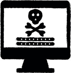Cyber attack screen,virus encryption, ransomware computer virus, risk virus notification, unknown virus vector icon in grunge style