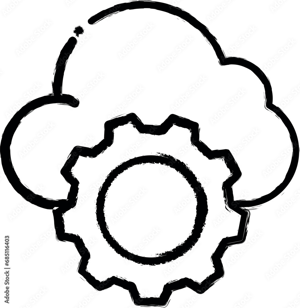 Poster cloud computing, internet technology vector icon in grunge style