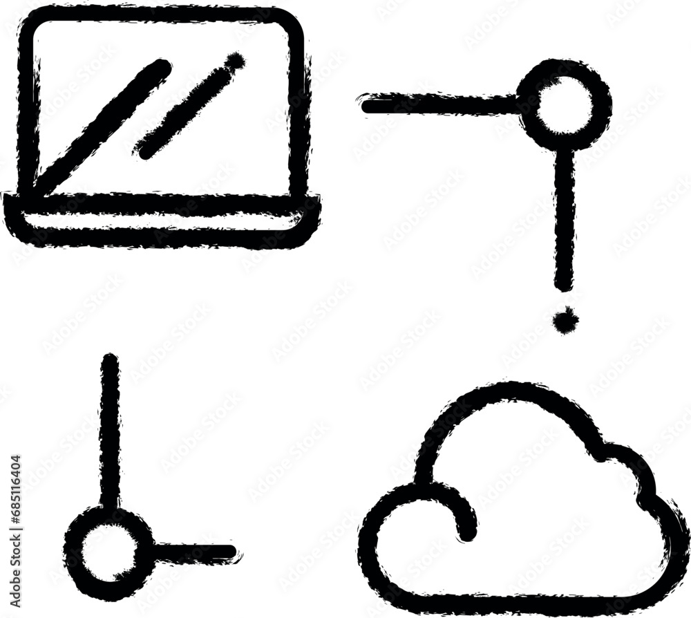Poster cloud computing, internet technology vector icon in grunge style