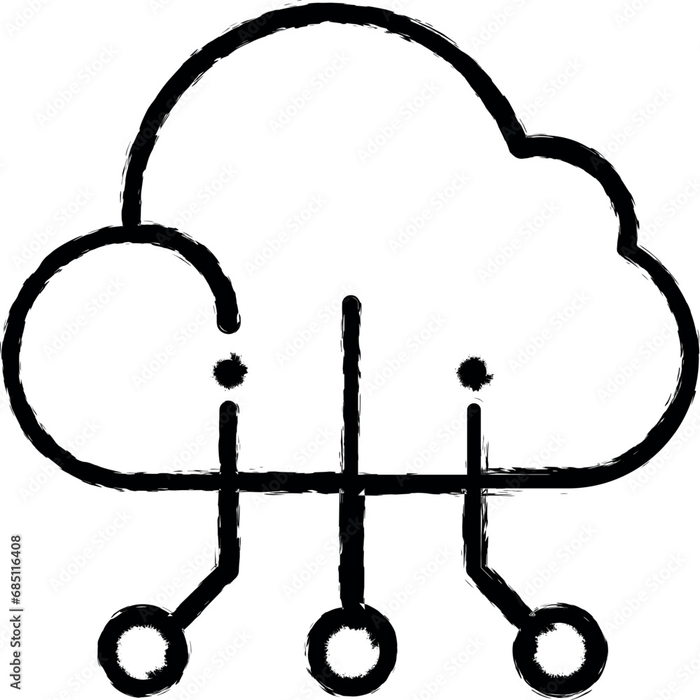 Poster cloud computing, internet technology vector icon in grunge style