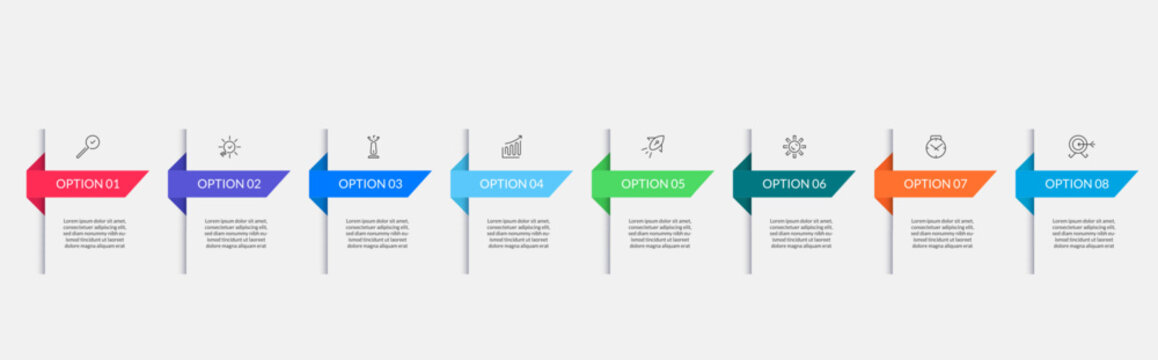 Vector Infographic design business template with icons and 8 options or steps.