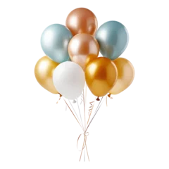 Fotobehang white bronze orange and blue balloons isolated on transparent background cutout © Papugrat