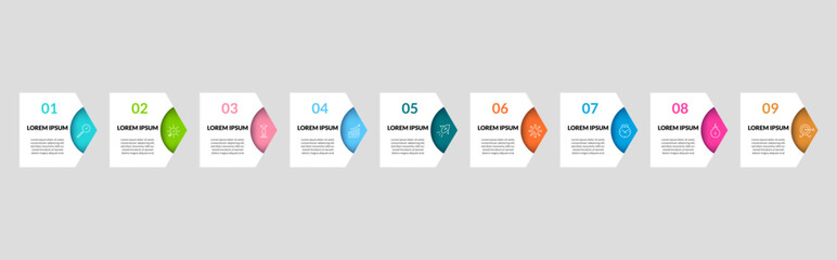 Vector Infographic design business template with icons and 9 options or steps.