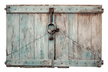 Antique-Latched Rustic Barn Door on a transparent background