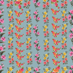 Trendy Flower pattern magnolia,desgine floral and background different folower,seamless pattern of colored flowers on a background.