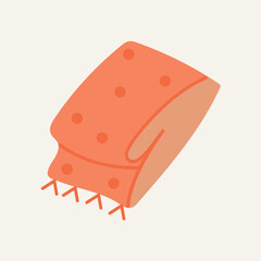 Element of winter set in flat cartoon design. In this artwork a lively and colorful scarf becomes the focal point, creating an enchanting Christmas vibe. Vector illustration.