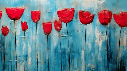 Abstract painting of tulips - 685123206