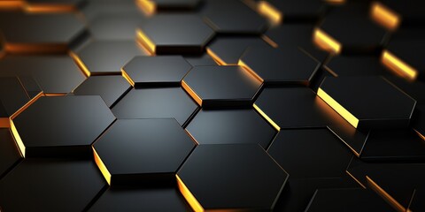 3d backgrounds black hexagons texture, fragmented forms, selective focus