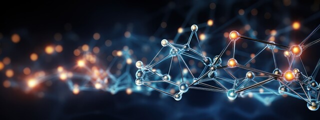 a background with a cluster of blue connected lines, in the style of molecular structures, bokeh panorama, scientific diagrams