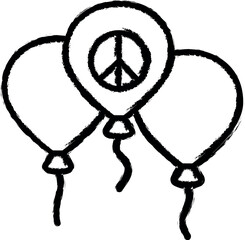Balloons peace symbol vector icon in grunge style