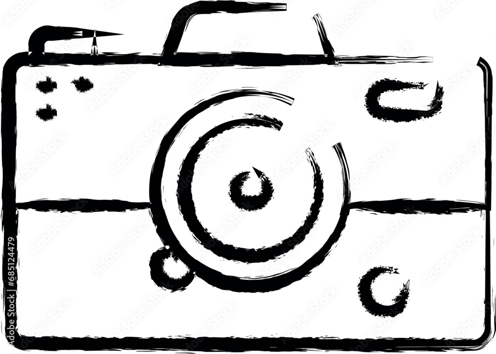 Poster simple camera outine logo style vector icon in grunge style