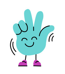 Kawai hand character showing peace sign vector