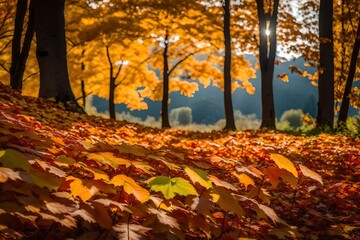 Naklejka na ściany i meble autumn in the forest
