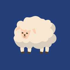 Christian Christmas element of set. This vibrant artwork showcase a sheep in a Christian-themed illustration against a dark backdrop. Vector illustration.