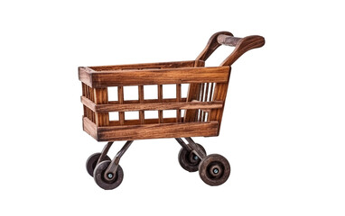Fototapeta na wymiar Wooden Shopping Cart On Transparent Background