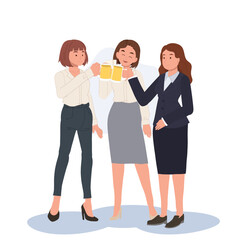 Cheers to Partnership concept. Businesswomen Making Toast with Beer