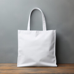 white shopper bag mock up for custom prints basic print on demand template isolated on grey background for advertising