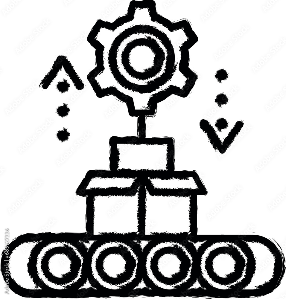 Poster assemble robotics vector icon in grunge style