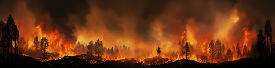 Fototapeta na wymiar A forest fire is burning.Generative AI