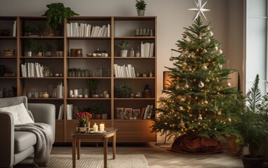 Decorated Christmas trees in a living room