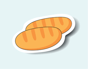Christian Christmas element of set in sticker design. Showcasing of the spirit of Christmas with this colorful sticker of loaf of bread in a Christian-themed style. Vector illustration.