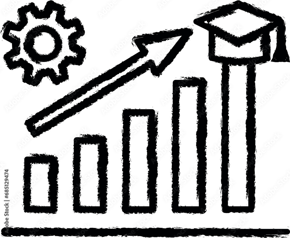 Poster study chart analytics vector icon in grunge style